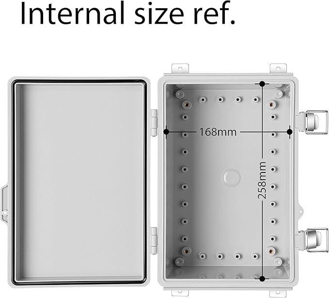 Gratury Junction Box, IP67 Waterproof Plastic Enclosure for Electrical Project, Hinged Grey Cover, Includes Mounting Plate and Wall Bracket (Grey Cover, 11.4"×7.5"×5.5")