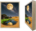 URVIP LED Glowing Photo Frame, 3D Starry-Sky Blue Moon Wall Art, 9x12 Inches Dimmable Light Up Light Painting for Bedroom, Unique Aesthetic Decor, Great Birthday Gift for Women Men