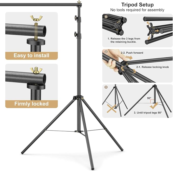 LINCO Lincostore Backdrop Support Stand Kit 10x6.5ft Adjustable Photography - Image 9