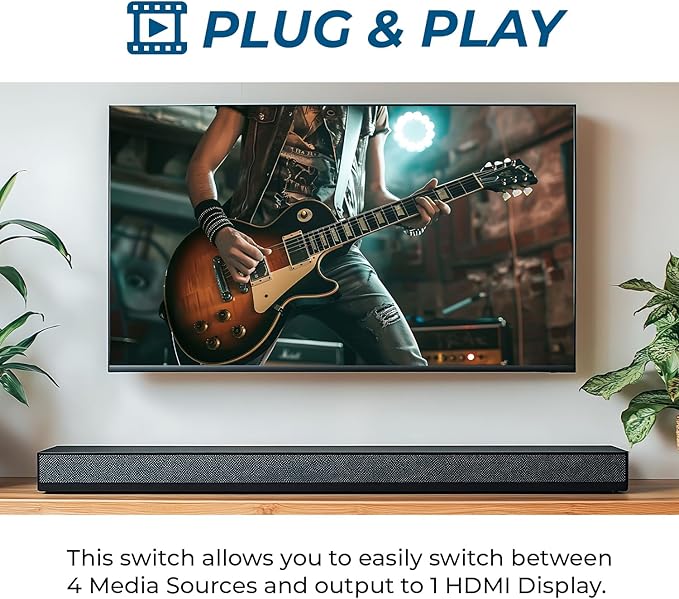 OREI 4-Port eARC 8K Audio Extractor 4x1 Switch for Monitors TVs, Extract Dolby Atmos to Convert Sound bar 4K @ 120hz 18G ARC HDCP 2.3 Perfect for 8K Displays, CEC, Remote Control Works for Sonos Bose