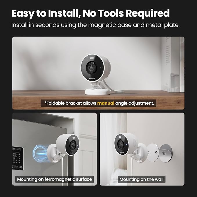 Kiwibit 2K Security Camera Indoor/Outdoor, Magnetic Wired Cameras - Image 2