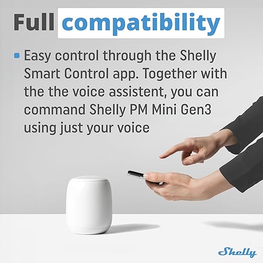 Shelly PM Mini Gen3 | WiFi Smart Power Meter 1 Channel 16 A | Home Automation | Bluetooth Gateway | Compatible with Alexa & Google Home | iOS Android App | No Hub Required | Smart Schedules