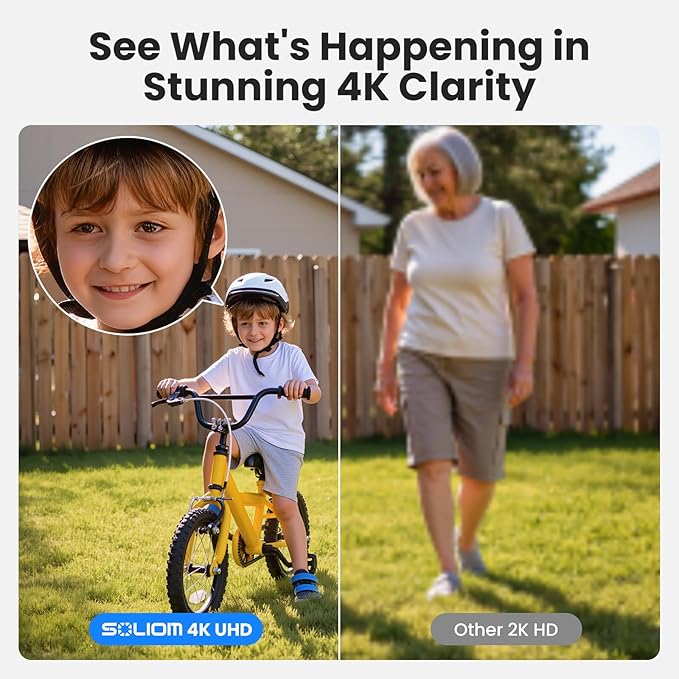 SOLIOM Security Cameras Wireless Outdoor,8MP Ultra HD for Day and Night, No Subscription,Built in Radar,Solar Powered Cameras for Home Security, 360° Pan Tilt Auto Tracking,5G & 2.4G WiFi, 2-Cam Kit