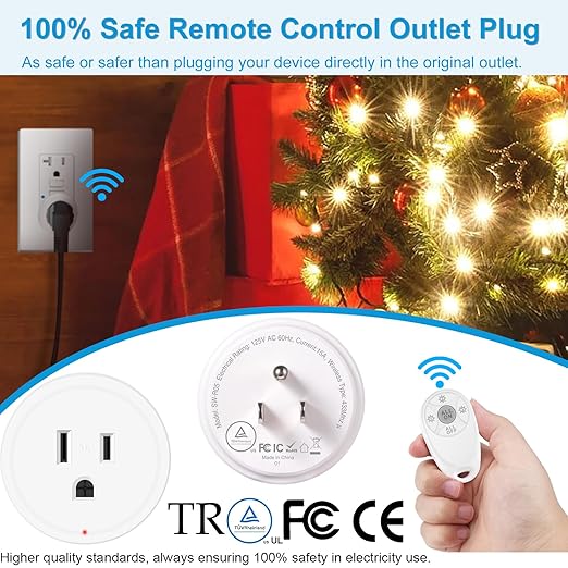 Remote Control Outlet,Greencycle Remote Light Switch and 4 Plugs,Wireless Light Switch,500ft Range,No Wiring Needed,15A/1500W for Household Appliances,FCC Certified,White