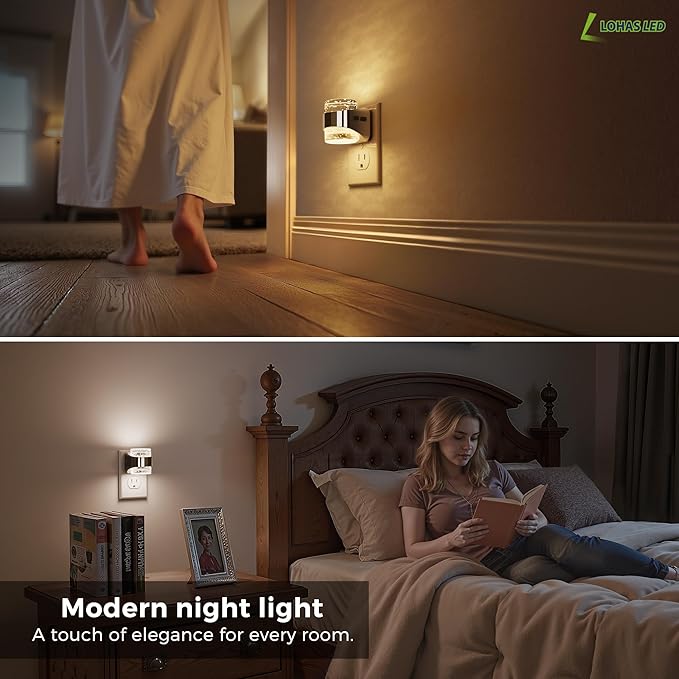L LOHAS LED 3CCT Night Lights Plug into Wall, 3000K/4000k/5000K Adjustable Color Temperature Night Light,Bubble Nightlight with Dusk to Dawn Sensor for Rooms Bathroom Hallway