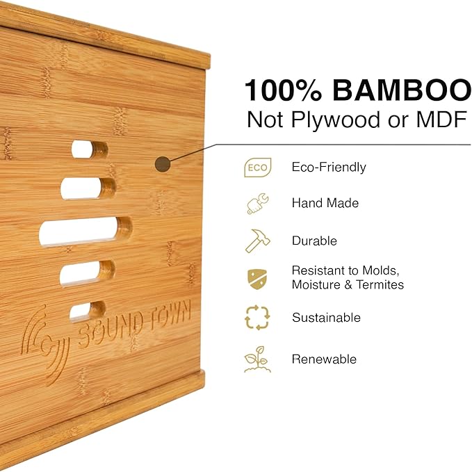 Sound Town DIY Solid Carbonized Bamboo Slanted 16U Studio Rack (8U Top + 8U Lower), with 2U Bottom Storage, Slide-Out Tray, Caster, For Recording Room, Home Studio (STBR-ST16T)