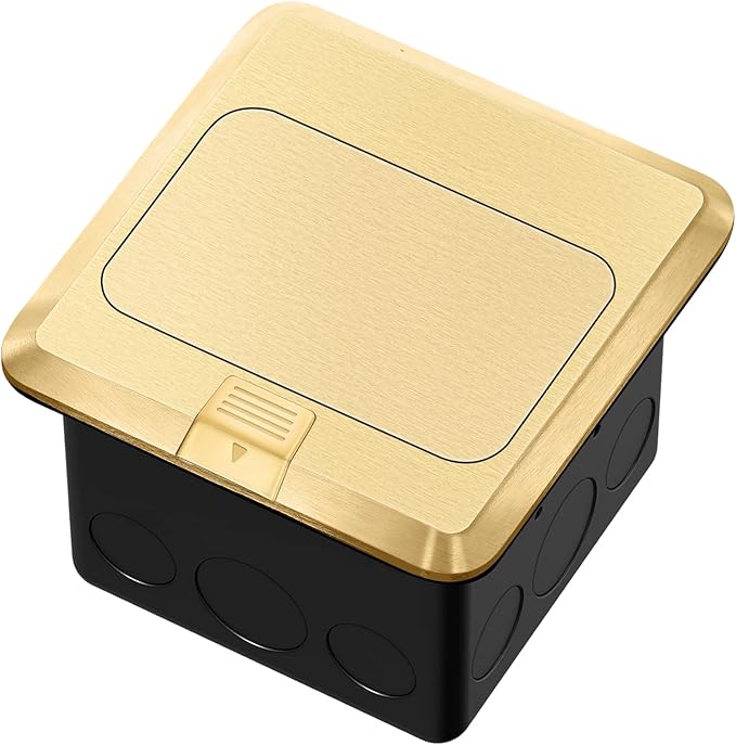 Vagueior Pop Up Floor Electrical Outlet Stainless Steel Box Kit, 5V/4.8A USB Outlet, 20A Tamper-Resistant Receptacle Outlet, Waterproof Power Socket, ETL Certified，Gold（1Pack