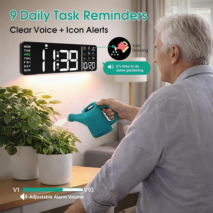 Hoifen Clock with Day and Date for Seniors, Remote Control, Night Light - Image 2