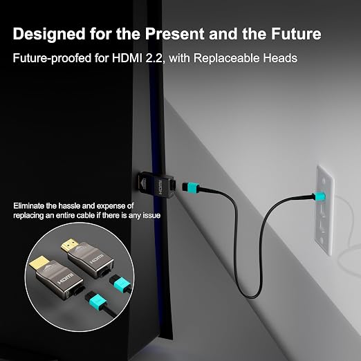 RUIPRO 8K Detachable Full Fiber Optic Armored HDMI 2.1 Cable 25FT, Ultra High - Image 4