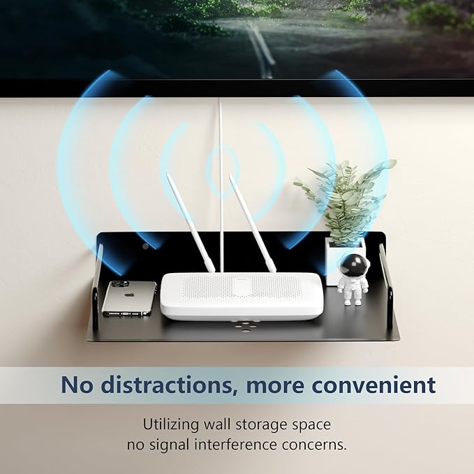 Floating Shelves for Projector, Metal WiFi Router Shelf, Cable Box Wall Mount, Dvd Player Shelf, Under Tv Wall Mount for Tv Box/Game Console/Speaker, Wall Mounted Floating Rack/Stand/Holder