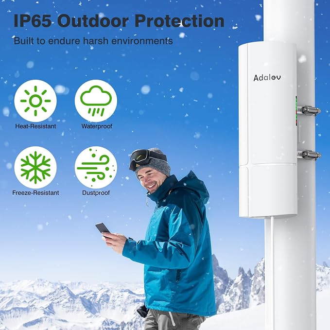 AdaLov 3PCS Wireless Bridge Kit, Gigabit Point to 2 Points Outdoor WiFi Bridges - Image 3