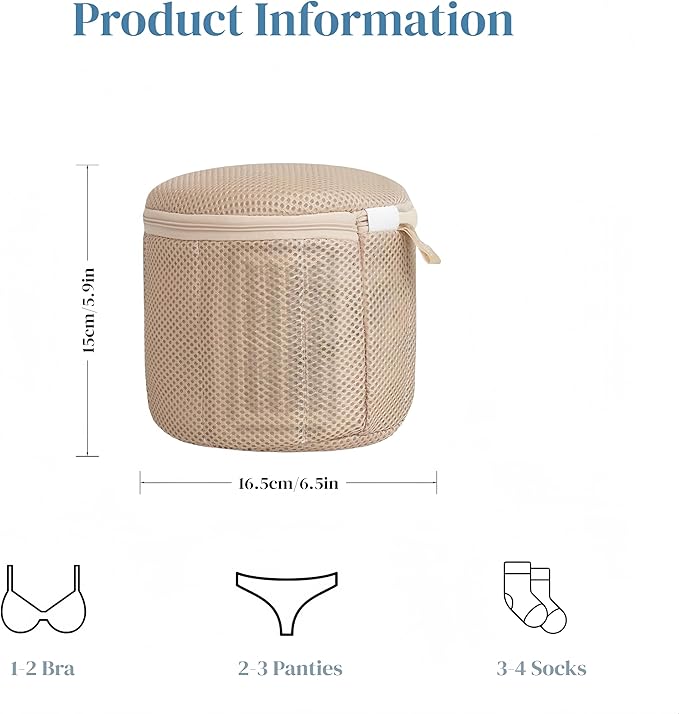 Bra Washing Bag with Anti-Deformation Structure and Fixed Hand-Wash Board,Bra Bag for Washing Machine,Laundry Bag for Delicates (Khaki)