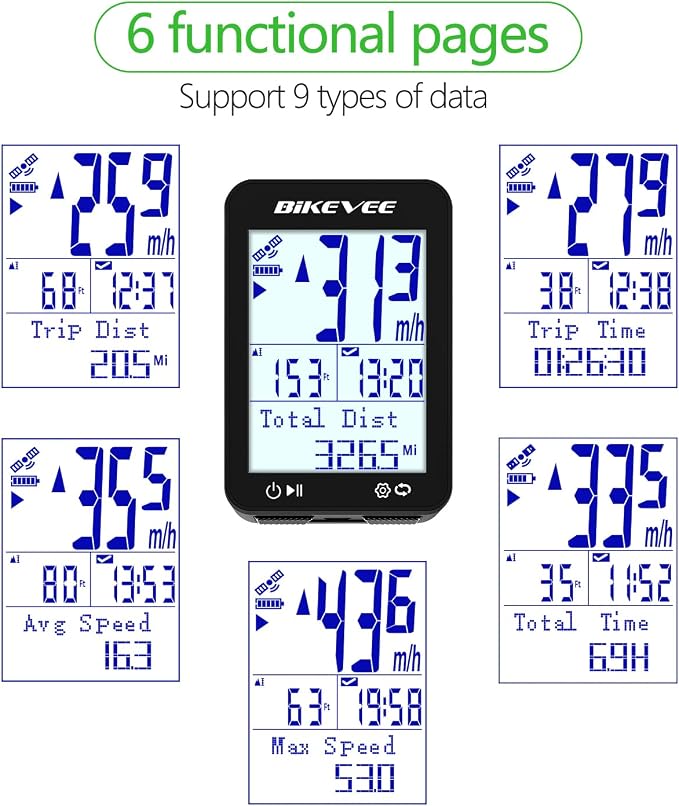 GPS Bike Computer Wireless Bicycle Speedometer Odometer 9 Languages Auto - Image 2
