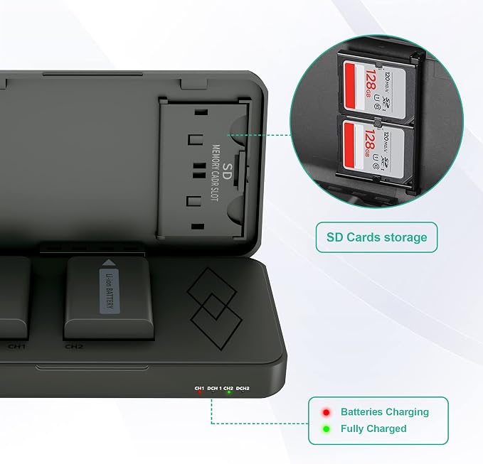 LP-NP-FW50 Battery Pack and Portable Charger, LP 2-Pack Replacement Battery - Image 5