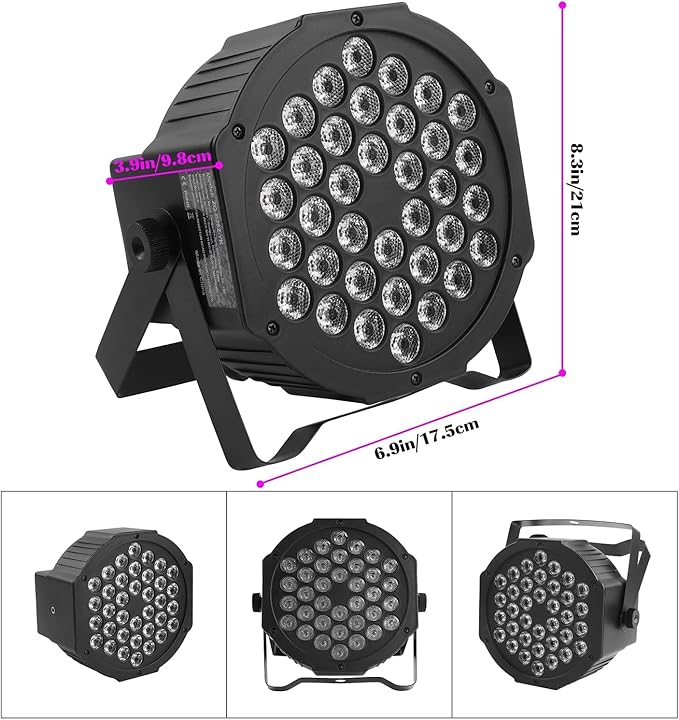 LED Par Lights 36 LED Stage Lights 7 Modes RGB DJ Light with Sound Activated Remote and DMX Control DJ Uplighting for Birthday Party Events Wedding Christmas Stage Lighting (12 Packs)