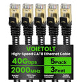 Cat 8 Ethernet Cable Flat 3 FT 5Pack, High Speed 40Gbps 2000Mhz Braided by EthernetCable