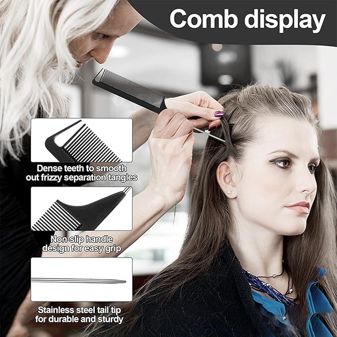 SWEET VIEW 3 Pcs Slick Back Hair Brush, Rat Tail Comb, Edge | Bristle Brush, Hair Accessories for Girls, Kids, Toddlers Sleek Ponytail/Bun, Edge Control and Smoothing Baby Hair & Flyaways