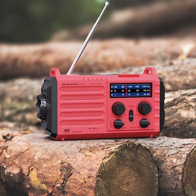 Weather Radio NOAA Alert with Battery Backup 18500mWh, Portable AM FM Shortwave Radio Solar Hand Crank, Flashlight Cellphone Charger, SOS Alarm, Compass, Headphone Jack for Home Outdoor Emergency
