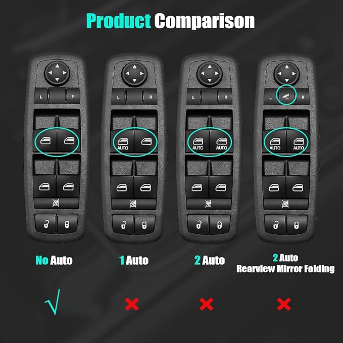 Master Power Window Control Switch for 2013 2014 2015 2016 Dodge Dart 68271203AB 56046568AC 56046553AB, 8+13 Pins, Front Left Driver Side Door Lock Window Controller