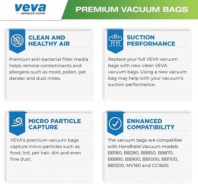 40 Pack Type BB Vacuum Bags for Oreck Handheld Canister Vacuum PKBB12DW, BB180, BB280, BB850, BB870, BB880, BB900, BB1000, BB1100, BB1200, CC1600