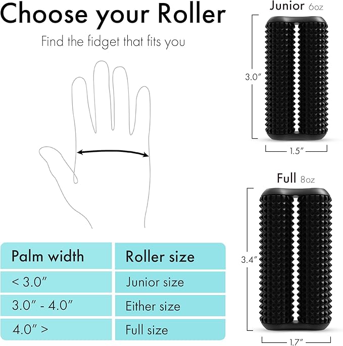 ONO Roller - Handheld Fidget Toy for Adults | Help Relieve Stress, Anxiety, Tension | Promotes Focus, Clarity | Compact, Portable Design (Acupressure, Junior Size - Aluminum)