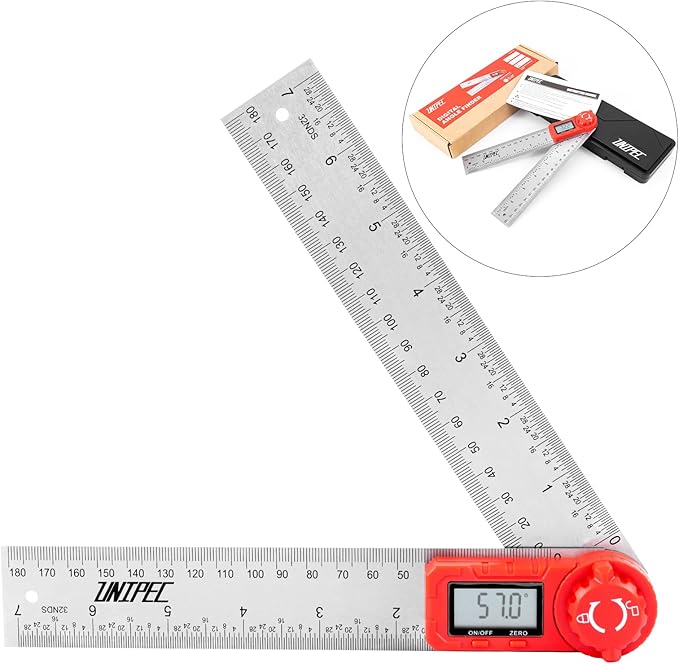 UNIPEC Digital Angle Finder Protractor, Angle Finder Ruler,Stainless steel 7inch 200mm 7inch/200mm, Angle Measuring Tool for Woodworking,Carpenter,Construction,DIY Measurement (Stainless Steel)