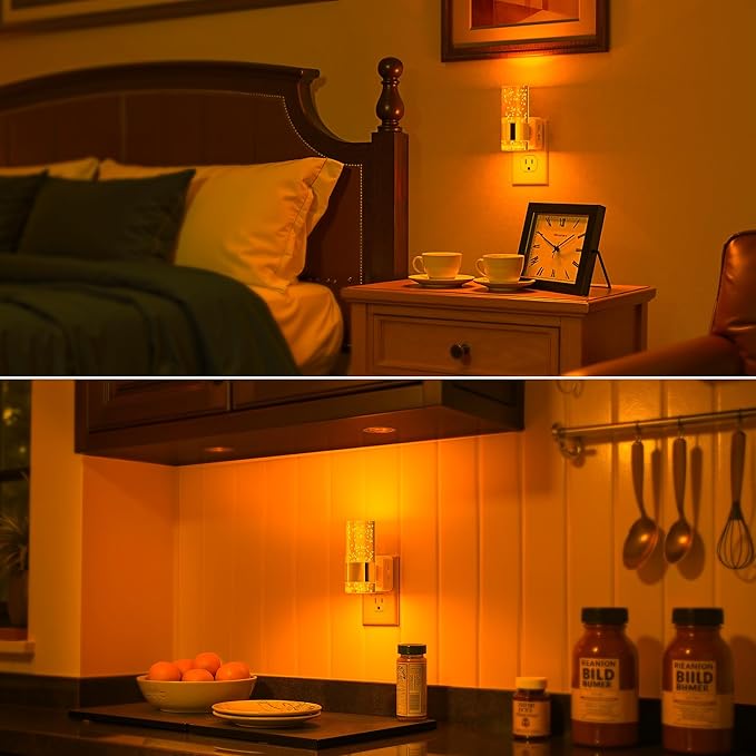 Briignite Night Light, 2 Pack Dimmable Night Lights Plug into Wall, LED Night Light with 0-100 LM Adjustable Brightness, Automatic Night Lights with Dusk to Dawn Sensor, for Bathroom Hallway