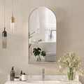 Arched Medicine Cabinets with Mirror,Wall Mounted Brushed Nickel Mirror Cabinet for Bathroom, Metal Edge,Arch Medicine Cabinet Mirror,Bathroom Mirror with Storage,16 x32 Inch