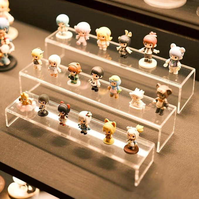 Blaithom Acrylic Display Riser Stand,6Pcs 12'' Length Tier Display Stands, Thickened to 0.2''(5mm) Acrylic Shelf Risers for Perfume Display,Risers for Buffet Table,Cupcake Stand,Pop Figurines,Tumbler,Food