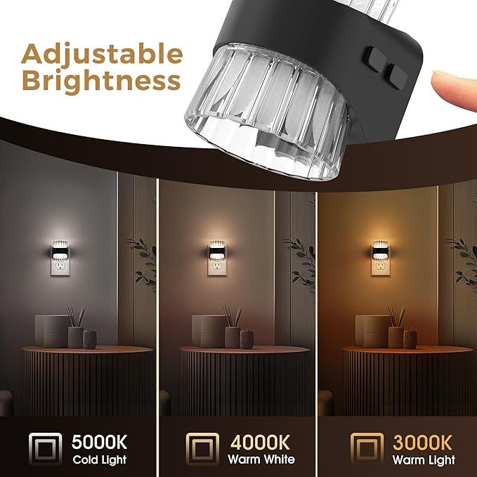 L LOHAS LED Night Light, Modern Night Lights Plug into Wall,2 Pack 3000K/4000k/5000K Adjustable Color Temperature Night Light,Dimmable Nightlights with Dusk to Dawn Sensor for Rooms Bathroom Hallway