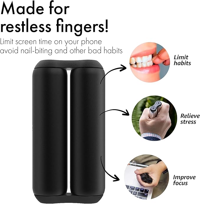 ONO Roller - Handheld Fidget Toy for Adults | Help Relieve Stress, Anxiety, Tension | Promotes Focus, Clarity | Compact, Portable Design (Black, Full Size - Aluminum)