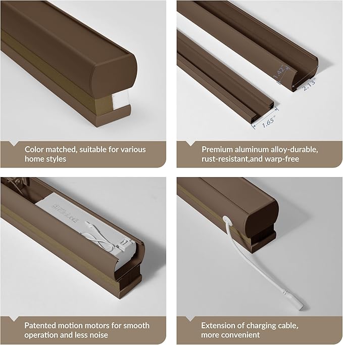 Boolegon Motorized Blinds with Remote, 100% Blackout Smart Blinds, Automatic Cellular Shades for Windows, Rechargeable Electric Honeycomb Shades for Home,Blackout Dark Brown,Custom Size