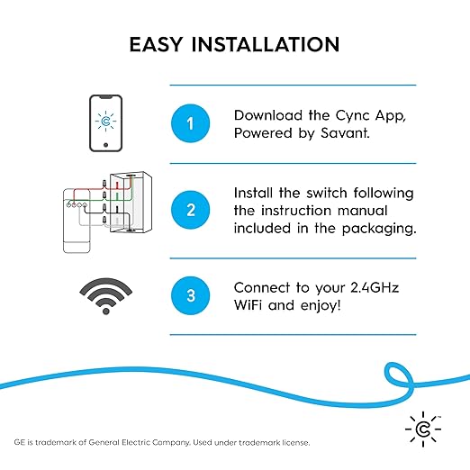 GE Lighting CYNC Smart Dimmer Light Switch + Motion Sensor, Neutral Wire Required, Bluetooth and 2.4 GHz Wi-Fi 4-Wire Switch, Compatible with Alexa and Google Home (2 Pack)