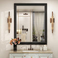 SMIROR Matte Black Bathroom Mirror for Over Sink 36x 30 inch, Metal Thick Frame Rectangle Vanity Mirror for Wall, Anti-Rust, Horizontally or Vertically Mounted