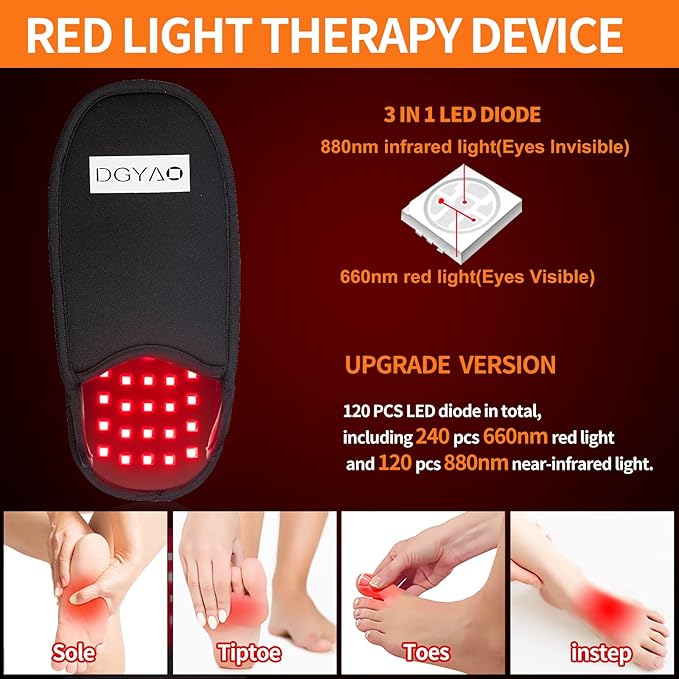 DGQY Upgraded Red Infrared Light Therapy for Feet Pain Relief FDA Cleared LED Light Therapy Slipper Device for Foot Toes Instep Heel Home Use (Ps-hj2)