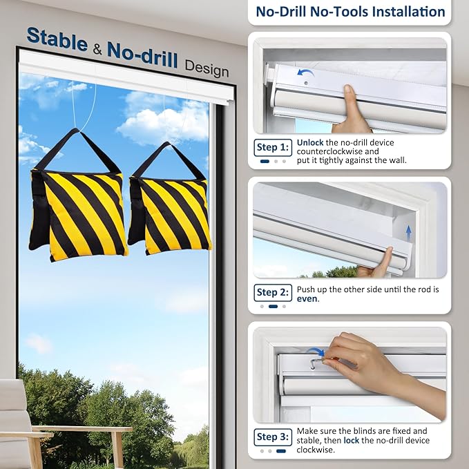 MANSNIX Smart Motorized Blinds with Remote, Cordless No-Drill Automatic Roller Shades, Blackout Electric Blind for Windows, White, 29.5 x 72
