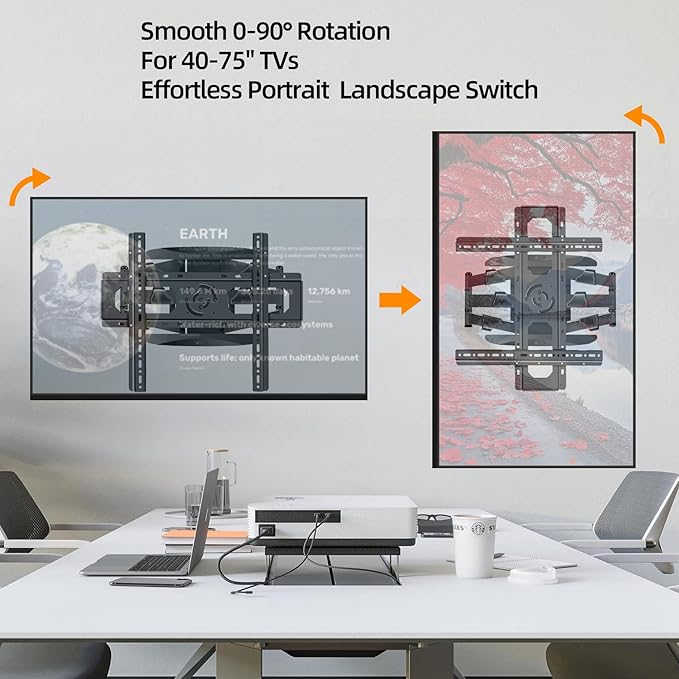 WANDEMEI Rotating TV Mount for 40-75 Inch LCD LED OLED Screen, Vertical and Horizontal Wall Mount, Swivel & Tilt & Extend & Leveling, MAX VESA 600x500mm, Holds up to 100 Lbs, DY639XZ