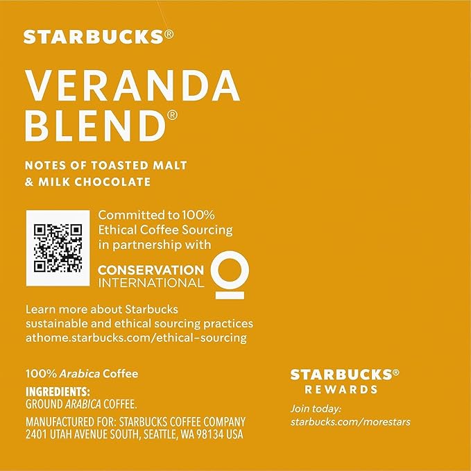 Starbucks Ground Coffee—Dark Roast Coffee (Veranda, 10 Count (Pack of 8))