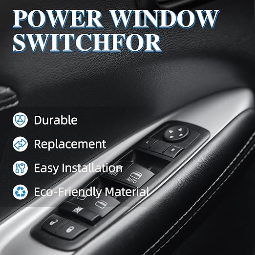 WUANGKI Power Window Switch Front Driver Side | 9+3 Pins | Compatible with 2012-2016 Dodge Grand Caravan 2013-2015 Ram Truck 2013-2015 Ram C/V 2012-2015 Chrysler Town & Country | OE 68110866AB