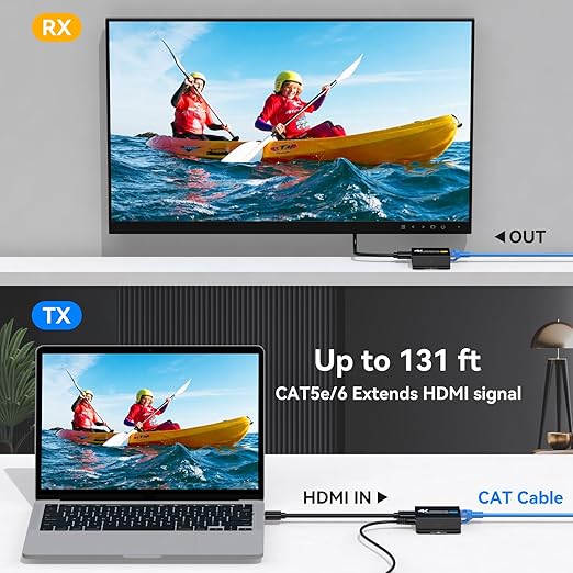 PVBCTCSID 4K HDMI Extender Over CAT6/7 4K30Hz Upto 131ft/40m 1080P Upto 196ft/60m HDMI Balun Over Single Ethernet Support EDID and POC (Power Only Supplied to The TX End)