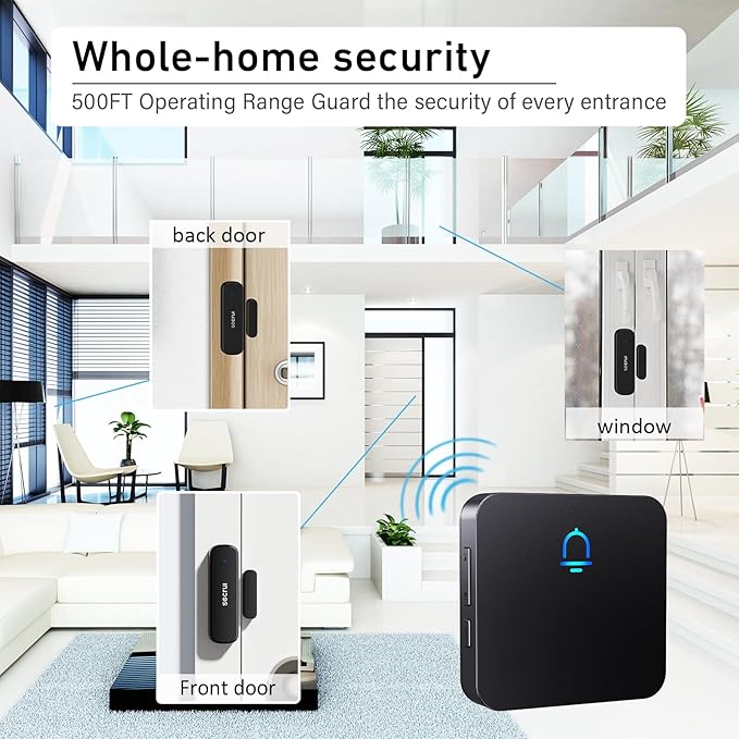 SECRUI Wireless Door Chimes When Door Open Entry for Business/Home/Office/Store Door Ringer Alert Buzzer Alarm with - 1 Receiver 3 sensors