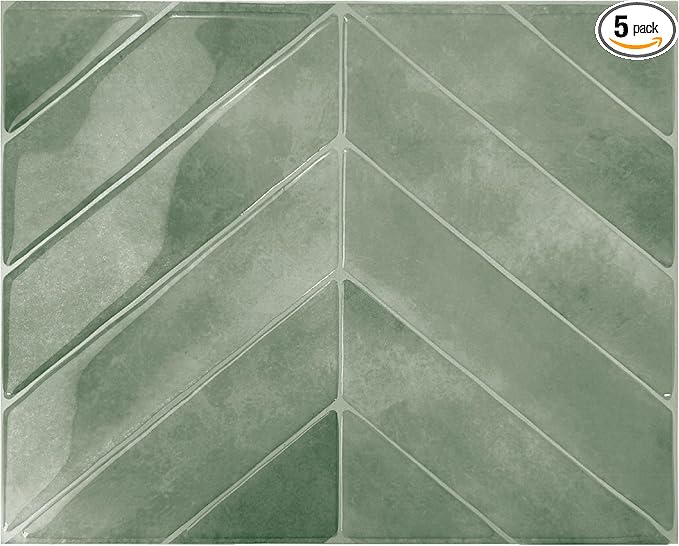 SMART TILES Peel and Stick Backsplash - 5 Sheets of 11.43" x 9" - 3D Adhesive Peel and Stick Tile Backsplash for Kitchen, Bathroom, Wall Tile
