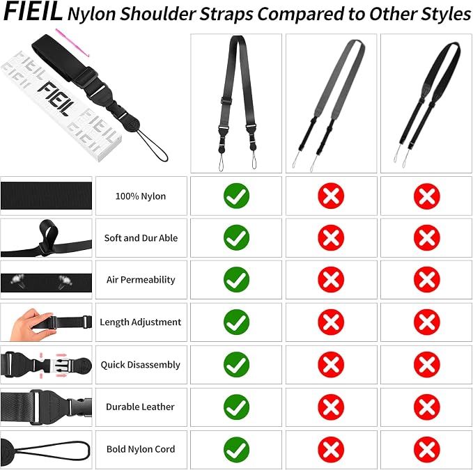 FIEIL Comfortable Shoulder Strap, Nylon Camera Strap, Adjustable Neck Strap - Image 5