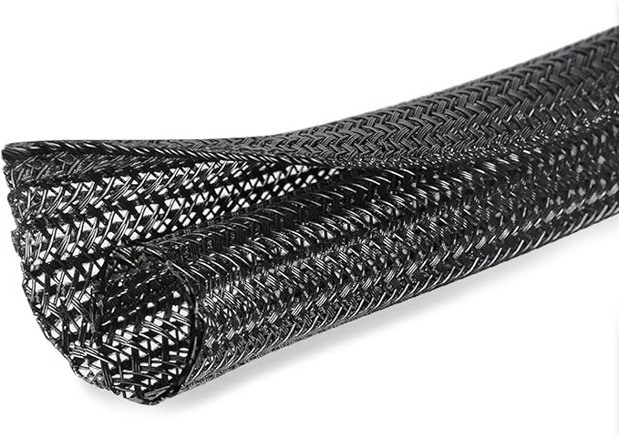 Moxita 10ft - 3/8 inch Cord Protector Cable Sleeve Split Wire Loom Tubing for Power Cord Audio USB Cable, Cord Sleeve Cable Management for TV Computer, Cord Protectors from Pets Chewing, Black