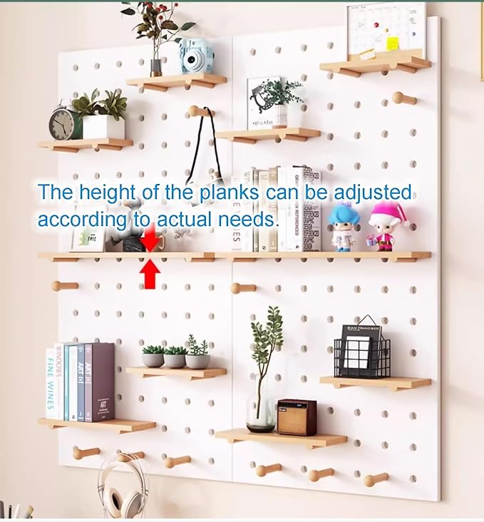 Wooden Wall Organizer Kit - Versatile Display Panel for Bedroom, Office, Bathroom - Wall-Mounted Storage Solution (Natural, 40x120CM)
