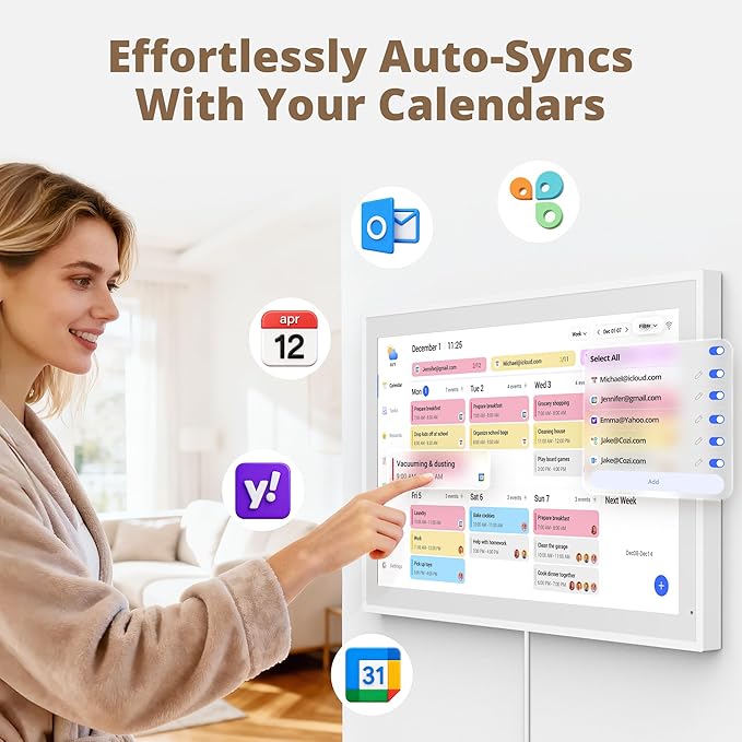Dragon Touch 21.5 inch Digital Calendar Chore Chart – Interactive Touchscreen, Smart Family Planner, Hearth Display Desk Digital Calendar Seamless Scheduling