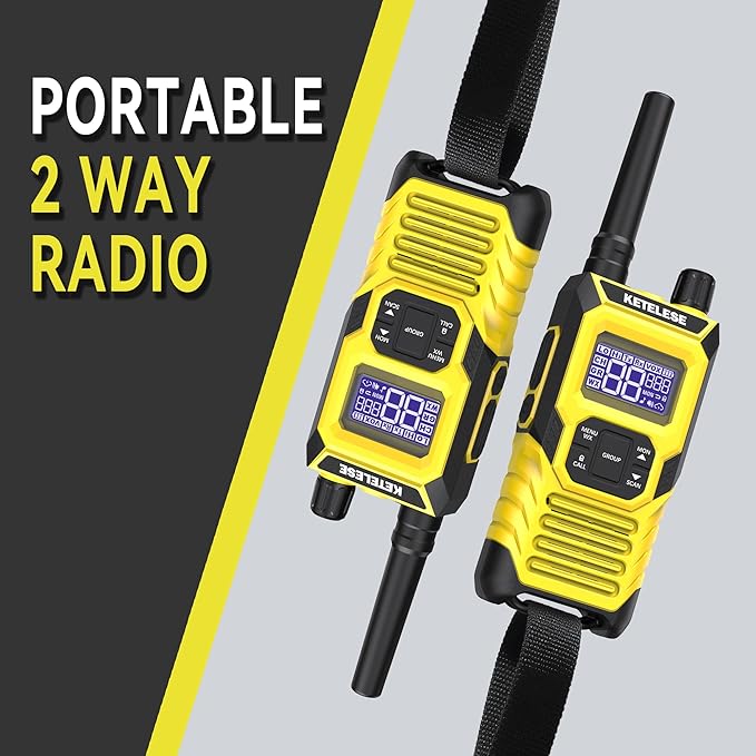 KETELESE T4 FRS Walkie Talkies Earpiece with Mic, IP67 Waterproof Two Way Radio, Walkie Talkie Long Range, 22 Channel, NOAA Weather Alert, PTT, VOX, USB C, Charge Base