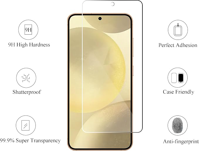 Ailun Screen Protector for Galaxy S24 3 Pack + 3 Pack Camera Lens Tempered - Image 2