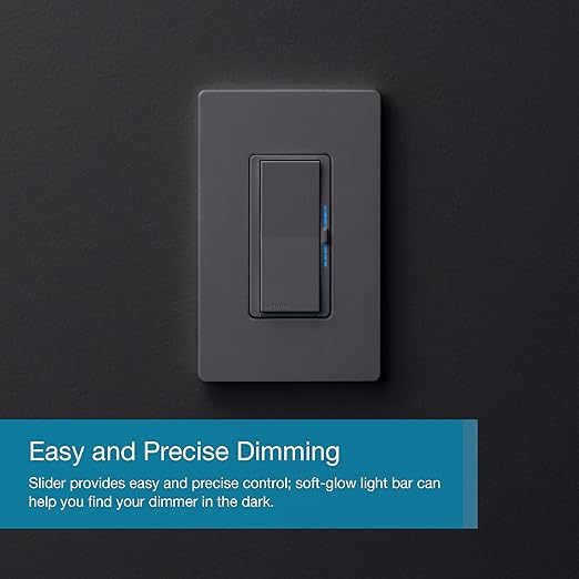 Lutron Diva Smart Dimmer Light Switch with Wallplate for Caseta Lighting (Lutron Smart Hub Required), for LED Lights, 150W, Single-Pole/3-Way, No Neutral, White (DVRFW-6L-WH-A)
