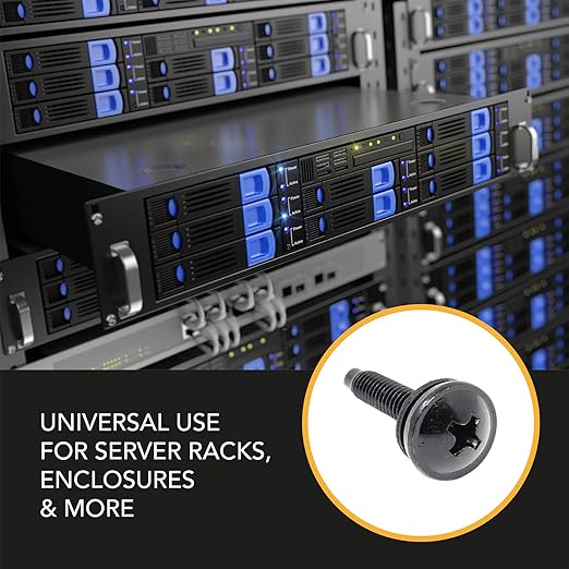 10-32 Rack Screws 115-Pack - Versatile Server Rack Accessories for Network Cabinets, Audio Mounts, Studs and Recording Studio Includes Nylon Washers. Perfect for Rackmounts